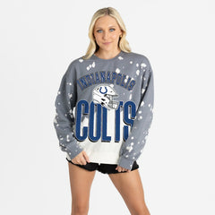 Indianapolis Colts Gameday Couture Women's Arch Rivals Faded Wash Sweatshirt - Gray Sweatshirts