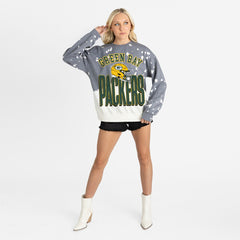 Green Bay Packers Gameday Couture Women's Arch Rivals Faded Wash Sweatshirt - Gray Sweatshirts