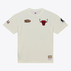 Chicago Bulls Hardwood Classics Chainstitch Premium T-Shirt Cream - Mitchell & Ness