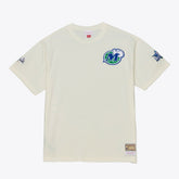 Dallas Mavericks Hardwood Classics Chainstitch Premium T-Shirt Cream - Mitchell & Ness