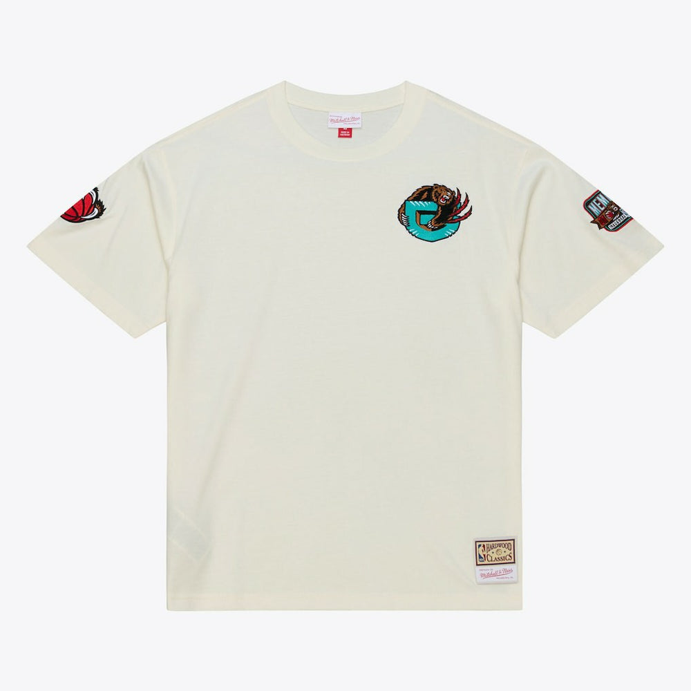 Memphis Grizzlies Hardwood Classics Chainstitch Premium T-Shirt Cream - Mitchell & Ness
