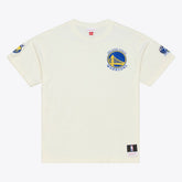 Golden State Warriors Hardwood Classics Chainstitch Premium T-Shirt Cream - Mitchell & Ness