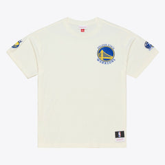 Golden State Warriors Hardwood Classics Chainstitch Premium T-Shirt Cream - Mitchell & Ness