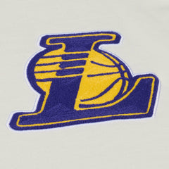 Los Angeles Lakers Hardwood Classics Chainstitch Premium T-Shirt Cream - Mitchell & Ness