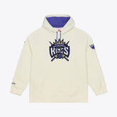Sacramento Kings Hardwood Classics Chainstitch Premium Fleece Hoodie Cream - Mitchell & Ness