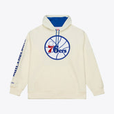 Philadelphia 76ers Hardwood Classics Chainstitch Premium Fleece Hoodie Cream - Mitchell & Ness