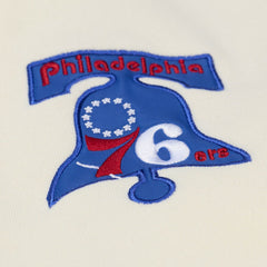 Philadelphia 76ers Hardwood Classics Chainstitch Premium Fleece Hoodie Cream - Mitchell & Ness
