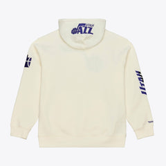 Utah Jazz Hardwood Classics Chainstitch Premium Fleece Hoodie Cream - Mitchell & Ness outlet