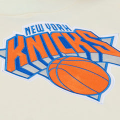 New York Knicks Hardwood Classics Chainstitch Premium Fleece Hoodie Cream - Mitchell & Ness