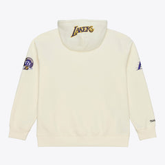 Los Angeles Lakers Hardwood Classics Chainstitch Premium Fleece Hoodie Cream - Mitchell & Ness