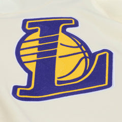 Los Angeles Lakers Hardwood Classics Chainstitch Premium Fleece Hoodie Cream - Mitchell & Ness