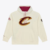 Cleveland Cavaliers Hardwood Classics Chainstitch Premium Fleece Hoodie Cream - Mitchell & Ness