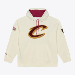 Cleveland Cavaliers Hardwood Classics Chainstitch Premium Fleece Hoodie Cream - Mitchell & Ness