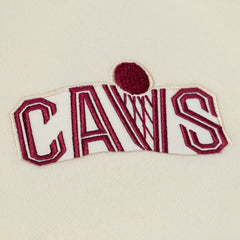 Cleveland Cavaliers Hardwood Classics Chainstitch Premium Fleece Hoodie Cream - Mitchell & Ness