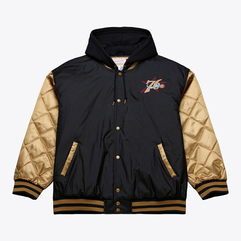 Philadelphia 76ers Hardwood Classics 76 Originals Collection Fushion Full-Snap Hoodie Jacket Black - Mitchell & Ness