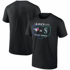 Toronto Blue Jays vs. Seattle Mariners 2025 American League Championship Series Matchup Batter's Box T-Shirt - Black T-shirts