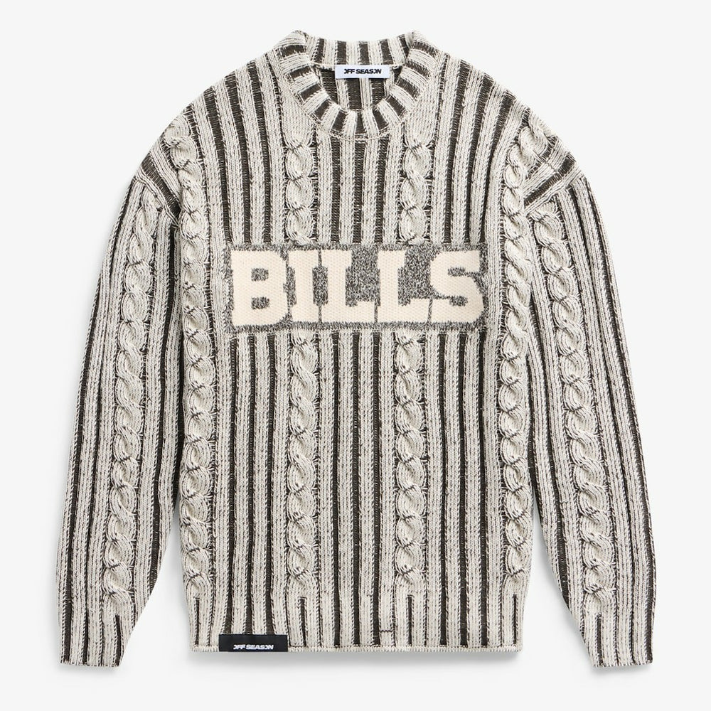 Buffalo Bills Off Season x NFL Unisex Cable Knit Sweater - Cream/Gray