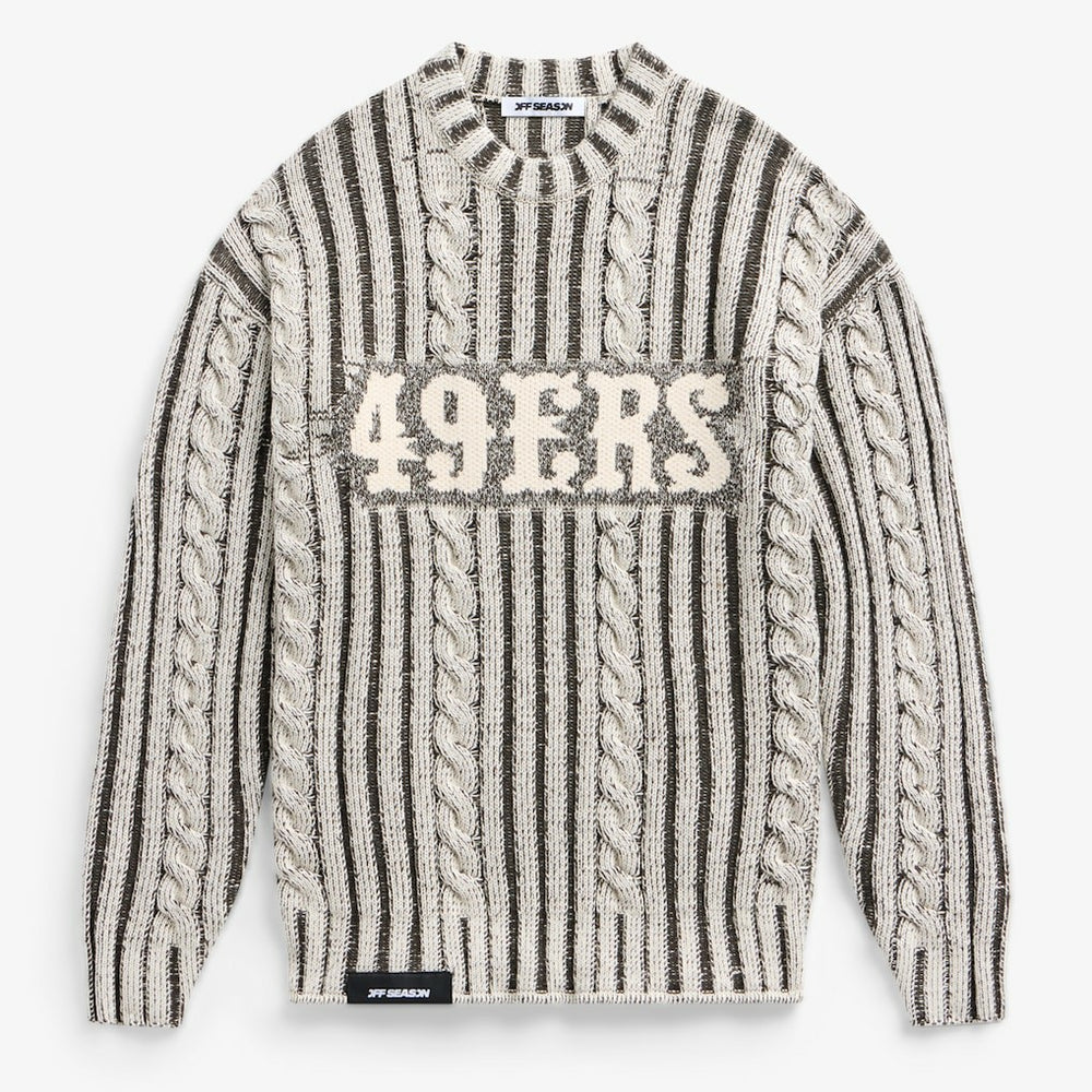San Francisco 49ers Off Season x NFL Unisex Cable Knit Sweater - Cream/Gray