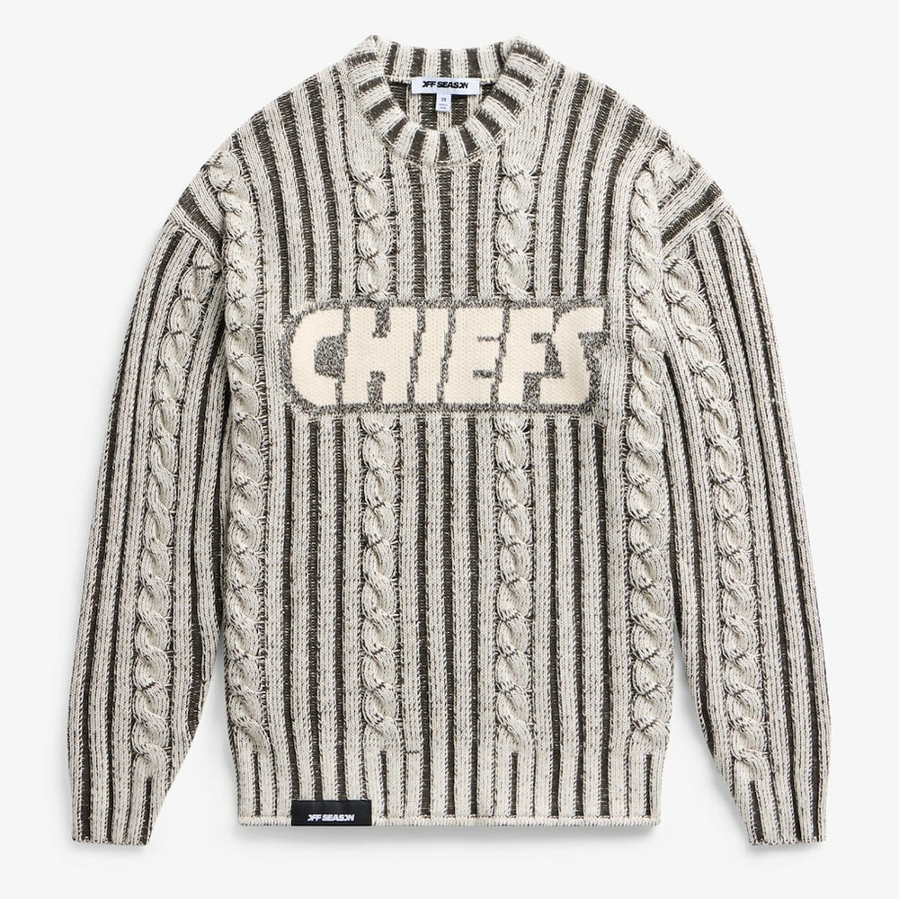Kansas City Chiefs Off Season x NFL Unisex Cable Knit Sweater - Cream/Gray
