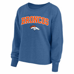 Denver Broncos Profile Women's Plus Size Acid Wash Raglan Sweatshirt - Navy Sweatshirts