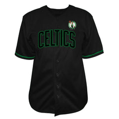 Boston Celtics Big & Tall Pop Full-Button Baseball Jersey Black - Fanatics