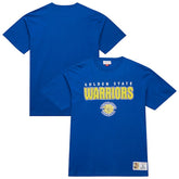 Golden State Warriors Hardwood Classics Throw It Back Premium T-Shirt Royal - Mitchell & Ness