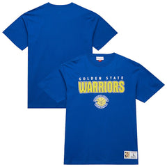 Golden State Warriors Hardwood Classics Throw It Back Premium T-Shirt Royal - Mitchell & Ness