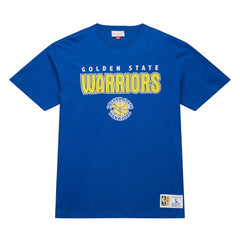 Golden State Warriors Hardwood Classics Throw It Back Premium T-Shirt Royal - Mitchell & Ness