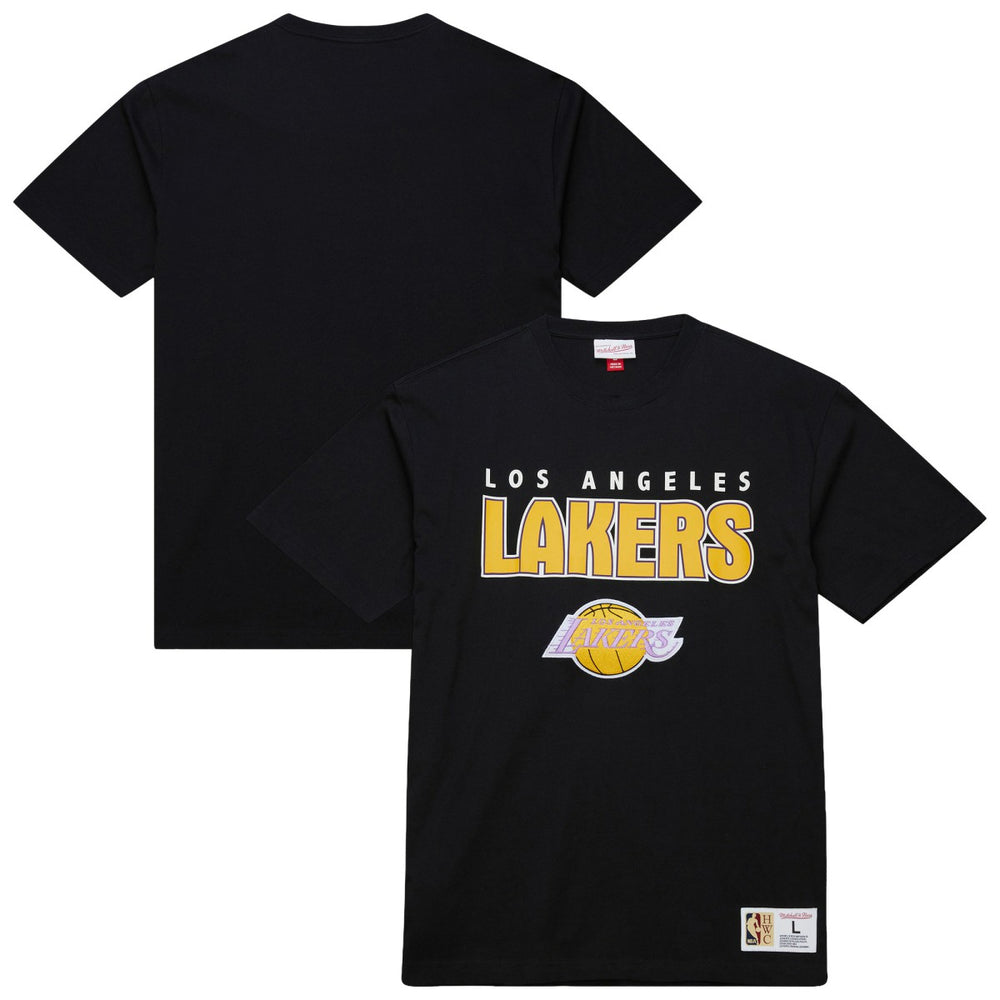 Los Angeles Lakers Hardwood Classics Throw It Back Premium T-Shirt Black - Mitchell & Ness