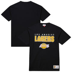 Los Angeles Lakers Hardwood Classics Throw It Back Premium T-Shirt Black - Mitchell & Ness