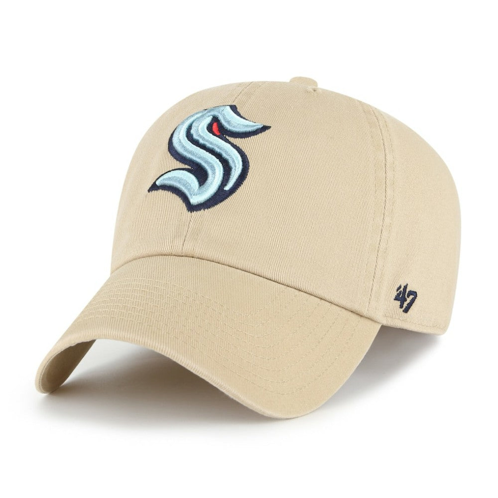 Seattle Kraken '47 Logo Clean Up Adjustable Hat - Khaki | US 203536517