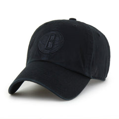 Brooklyn Nets '47 Black on Black Clean Up Adjustable Hat - 47 brand