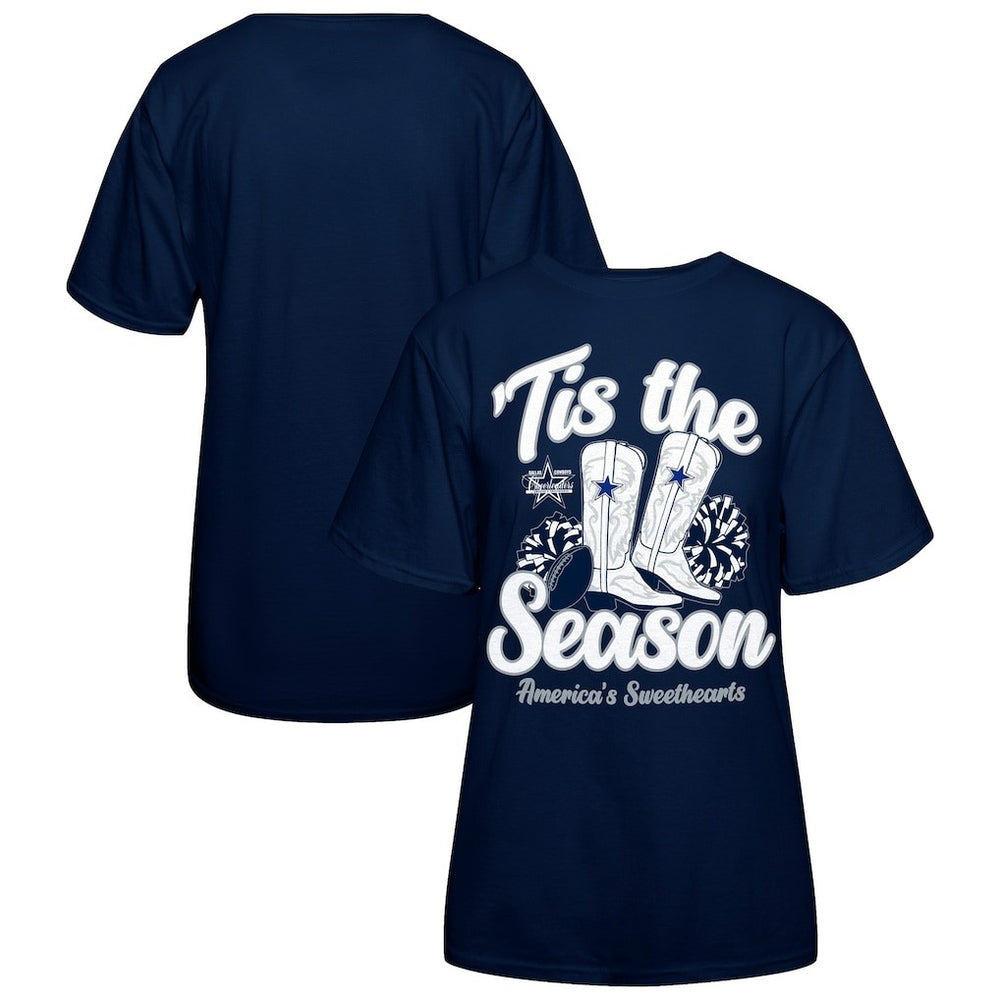 Dallas Cowboys Women's 'Tis The Season Boots T-Shirt - Navy T-shirts