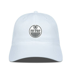Edmonton Oilers Levelwear Matrix Slate & Snow Unstructured Adjustable Hat - White | US 203539060