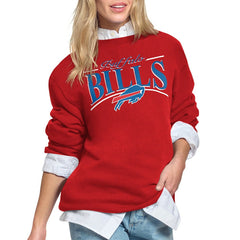 Buffalo Bills Starter Women's Arch Stripe Fleece Sweatshirt - Red Sweatshirts