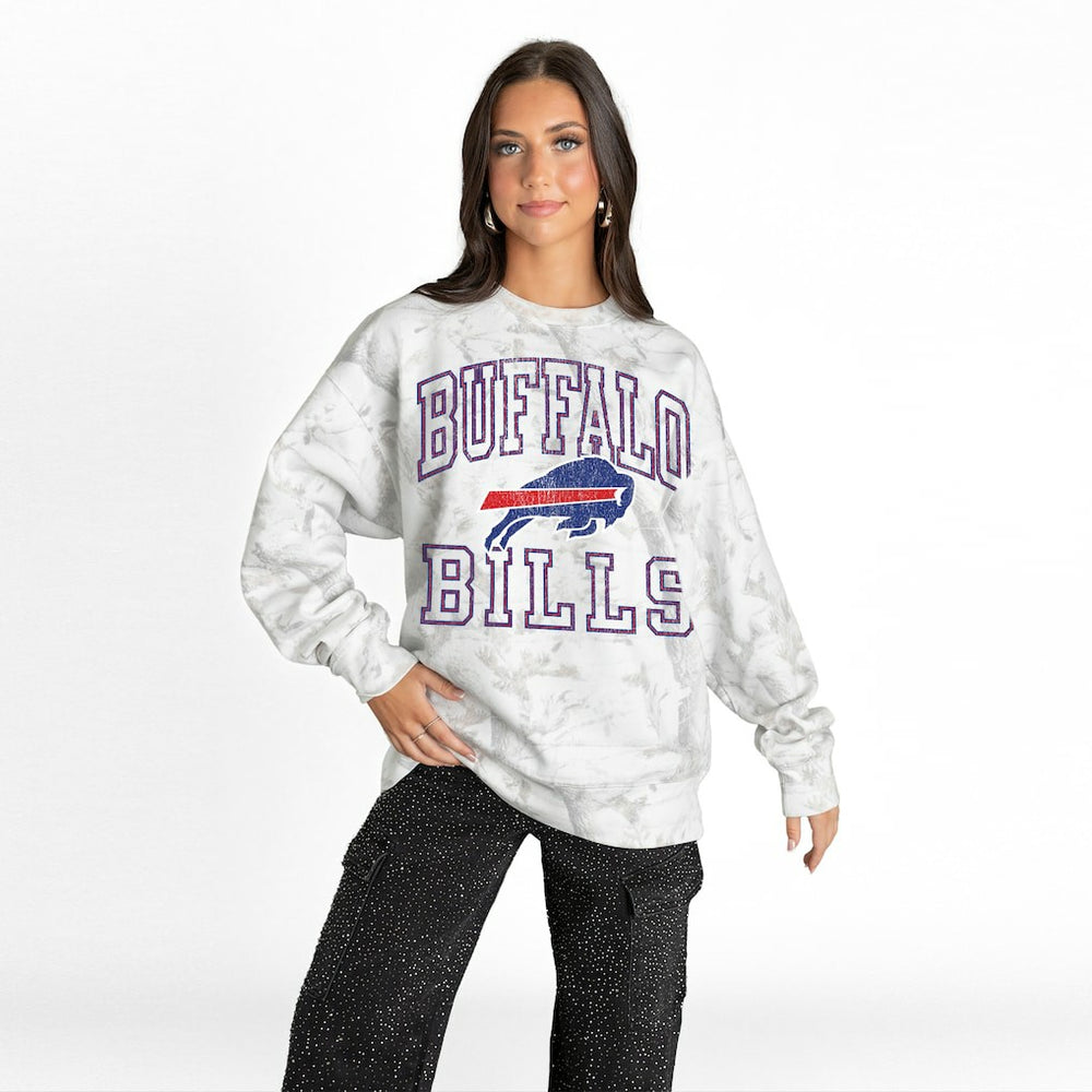 Buffalo Bills Gameday Couture Women's Whiteout Oversized Premium Fleece Sweatshirt - Arctic Camo Sweatshirts