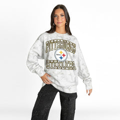 Pittsburgh Steelers Gameday Couture Women's Whiteout Oversized Premium Fleece Sweatshirt - Arctic Camo Sweatshirts