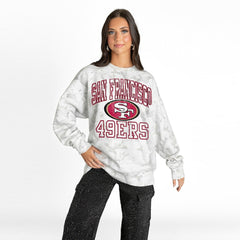 San Francisco 49ers Gameday Couture Women's Whiteout Oversized Premium Fleece Sweatshirt - Arctic Camo Sweatshirts