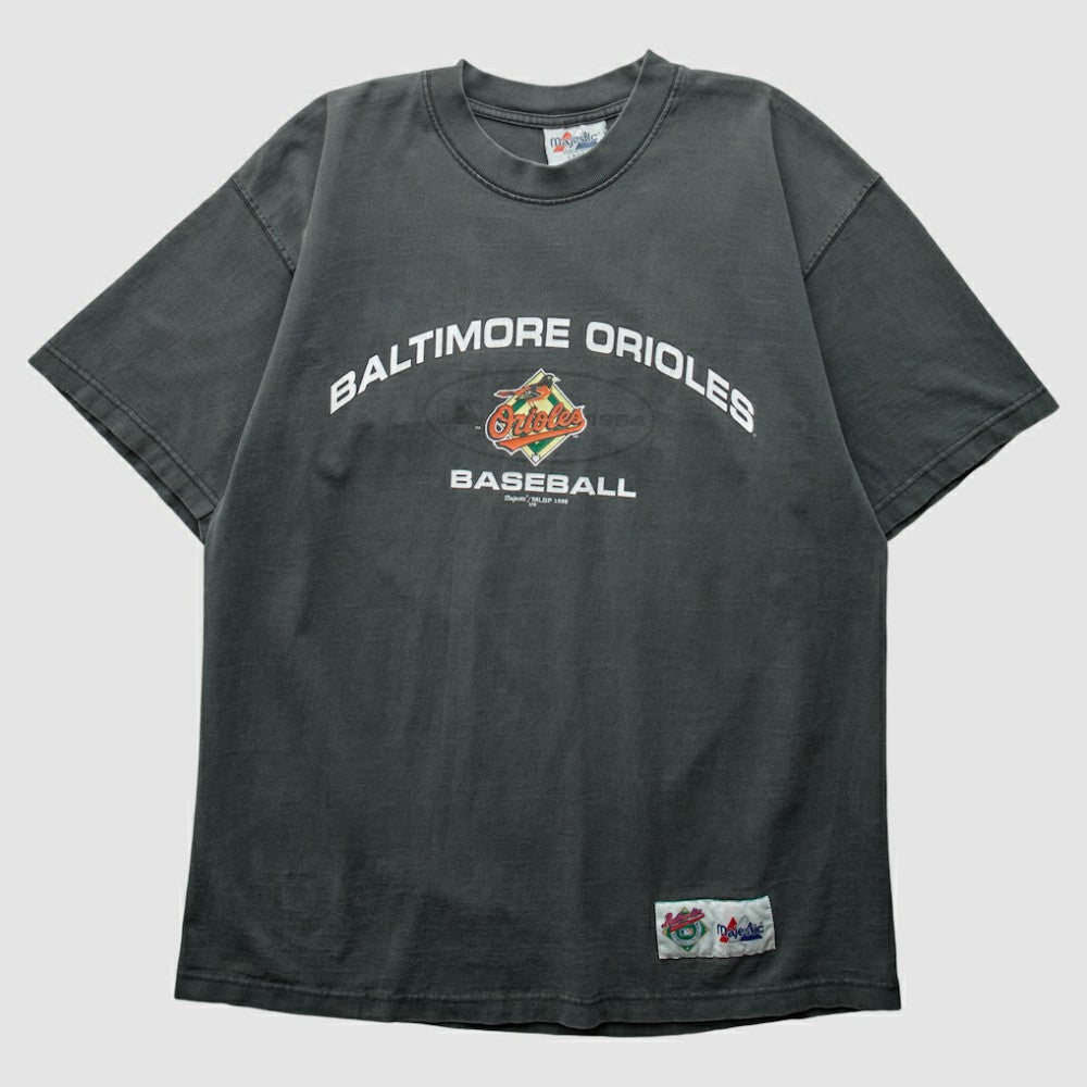 Baltimore Orioles Majestic 1999 T-Shirt - Charcoal - XVintage T-shirts
