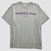 Minnesota Twins Majestic 2002 T-Shirt - Heather Gray - Vintage T-shirts