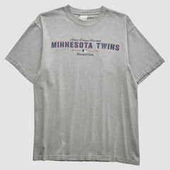Minnesota Twins Majestic 2002 T-Shirt - Heather Gray - Vintage T-shirts