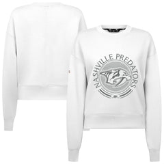 Nashville Predators Levelwear Women's Slate & Snow Sponge Tri-Blend Sweatshirt - White | US 203561075