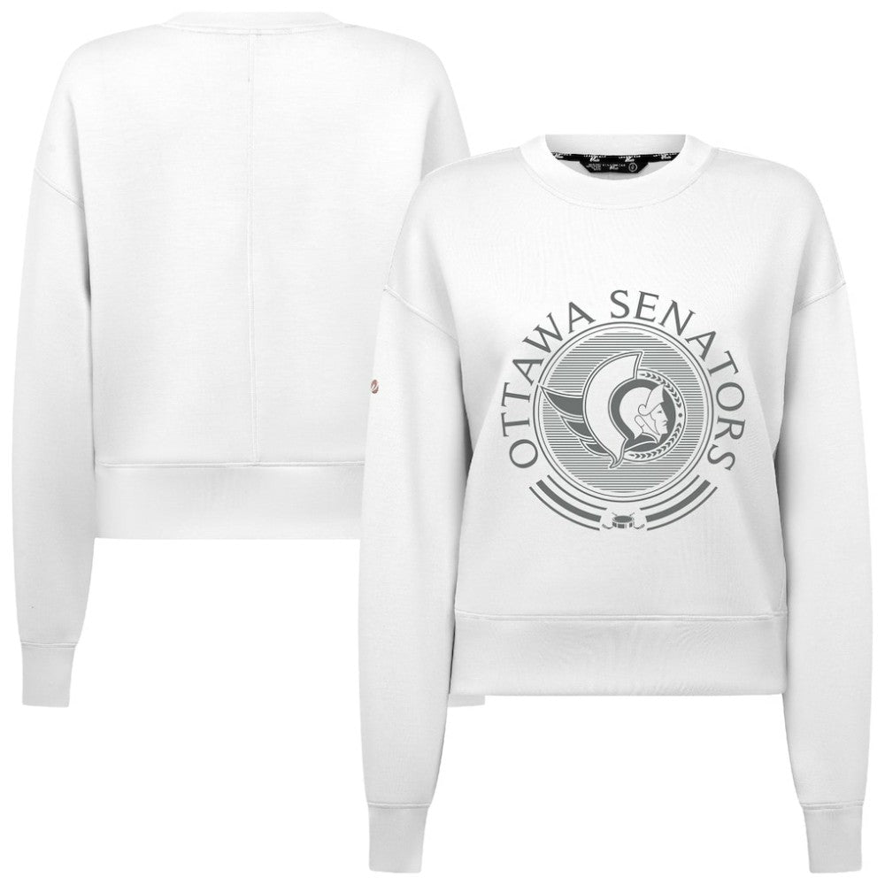 Ottawa Senators Levelwear Women's Slate & Snow Sponge Tri-Blend Sweatshirt - White | US 203561083