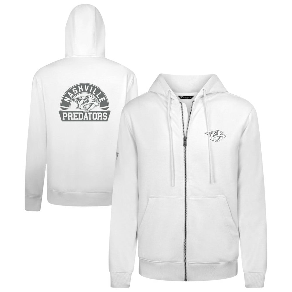 Nashville Predators Levelwear Podium Chenille Logo Full-Zip Hoodie - White | US 203561143