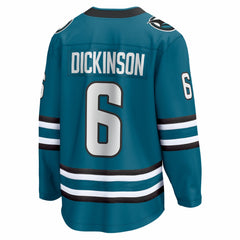 Sam Dickinson San Jose Sharks Fanatics Home Breakaway Jersey - Teal | US 203563399