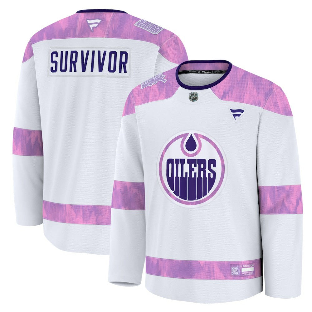 Edmonton Oilers Fanatics Hockey Fights Cancer Survivor Practice Jersey - White | US 203564976