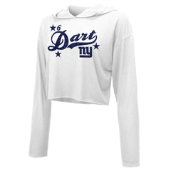 Jaxson Dart New York Giants Majestic Threads Women's Glitter Wordmark Hoodie - White Hoodies