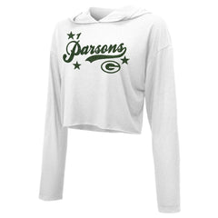 Micah Parsons Green Bay Packers Majestic Threads Women's Glitter Wordmark Hoodie - White Hoodies