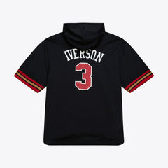 Allen Iverson Philadelphia 76ers Mesh Name & Number Short Sleeve Hoodie Black - Mitchell & Ness outlet