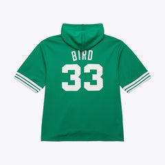 Larry Bird Boston Celtics Mesh Name & Number Short Sleeve Hoodie Kelly Green - Mitchell & Ness
